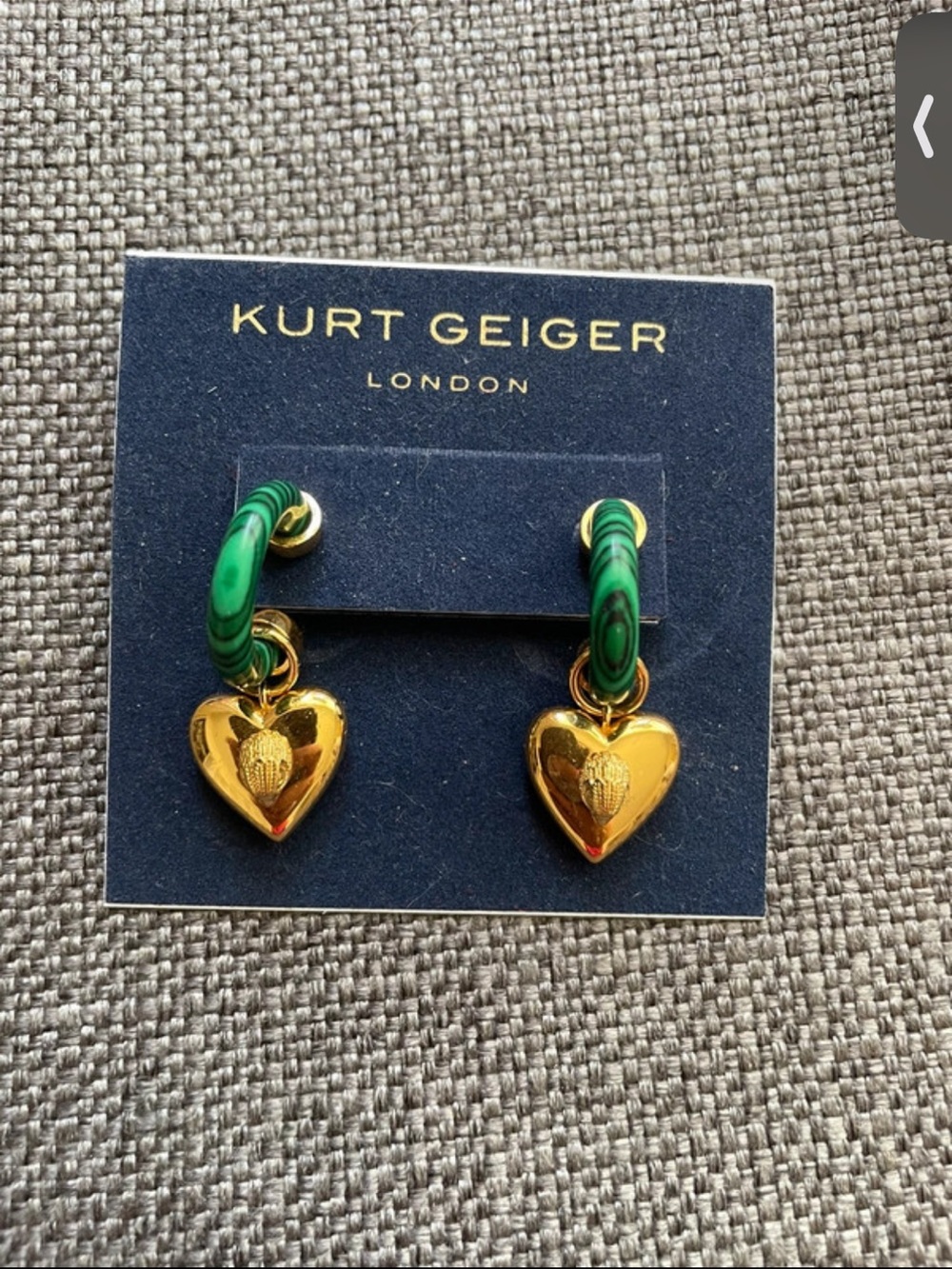 Kurt Geiger eagle heart malachite gold-tone heart post earrings